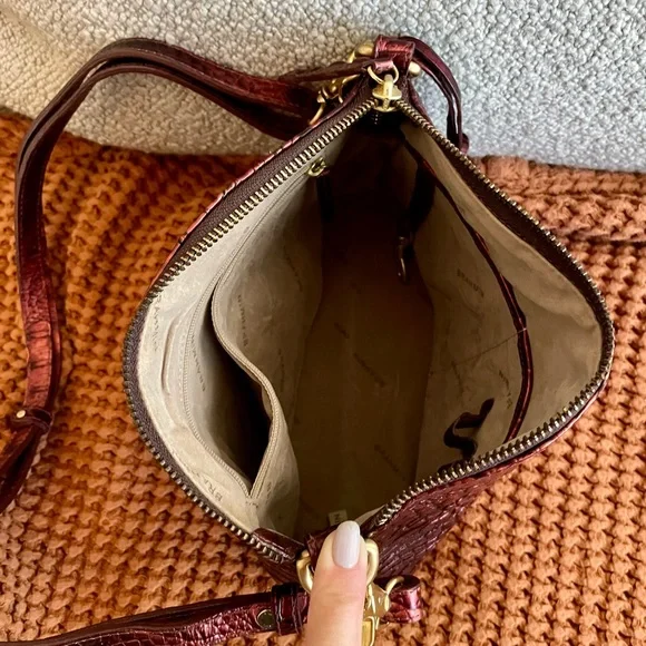 Brahmin Burgundy Croc-Embossed Crossbody Bag - Picture 5 of 6